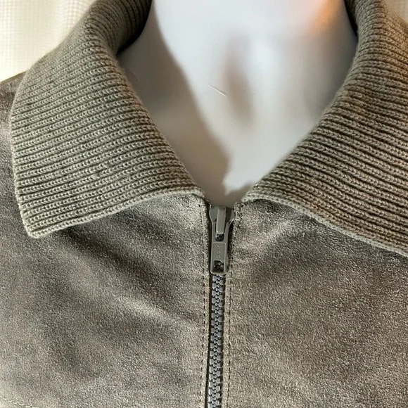 Sierra Ridge genuine leather suede gray sweater men’s - Picture 2 of 10